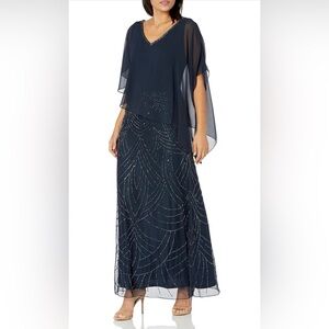 J Kara Navy Beaded Maxi Skirt